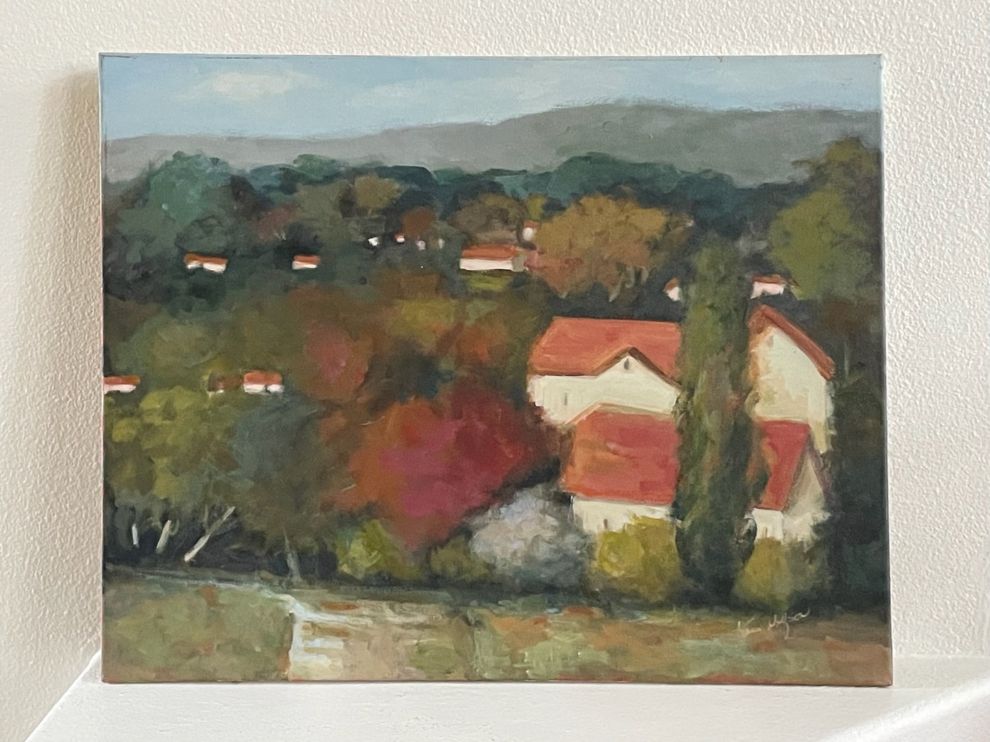 Red Tile Roofs By Karen Wolfson Signed Oil On Canva