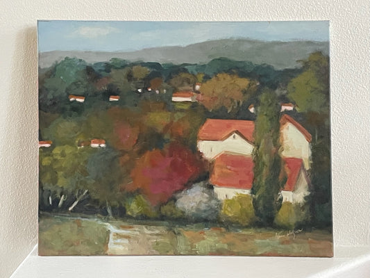 Red Tile Roofs By Karen Wolfson Signed Oil On Canva