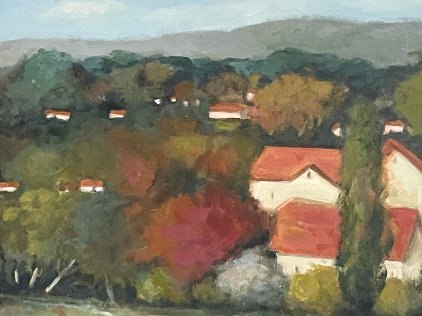 Red Tile Roofs By Karen Wolfson Signed Oil On Canva