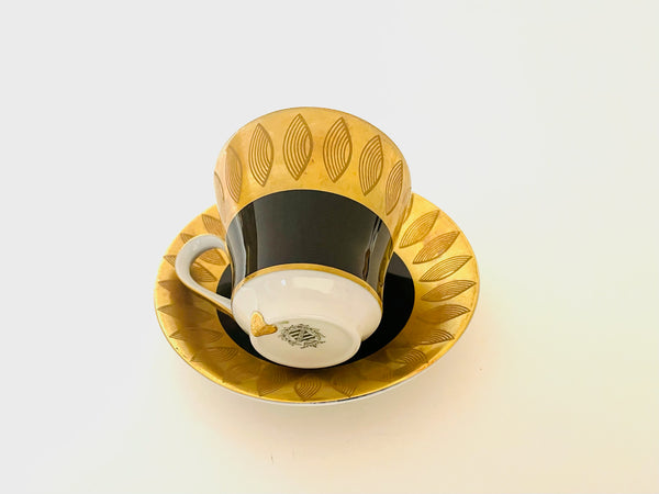 Echt Weimar Kobalt Gold Porzellan Teacup Saucer Made In German Democratic Republic