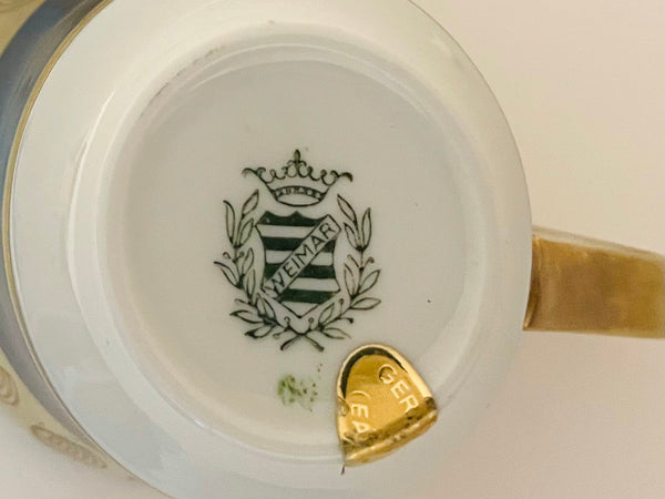 Echt Weimar Kobalt Gold Porzellan Teacup Saucer Made In German Democratic Republic