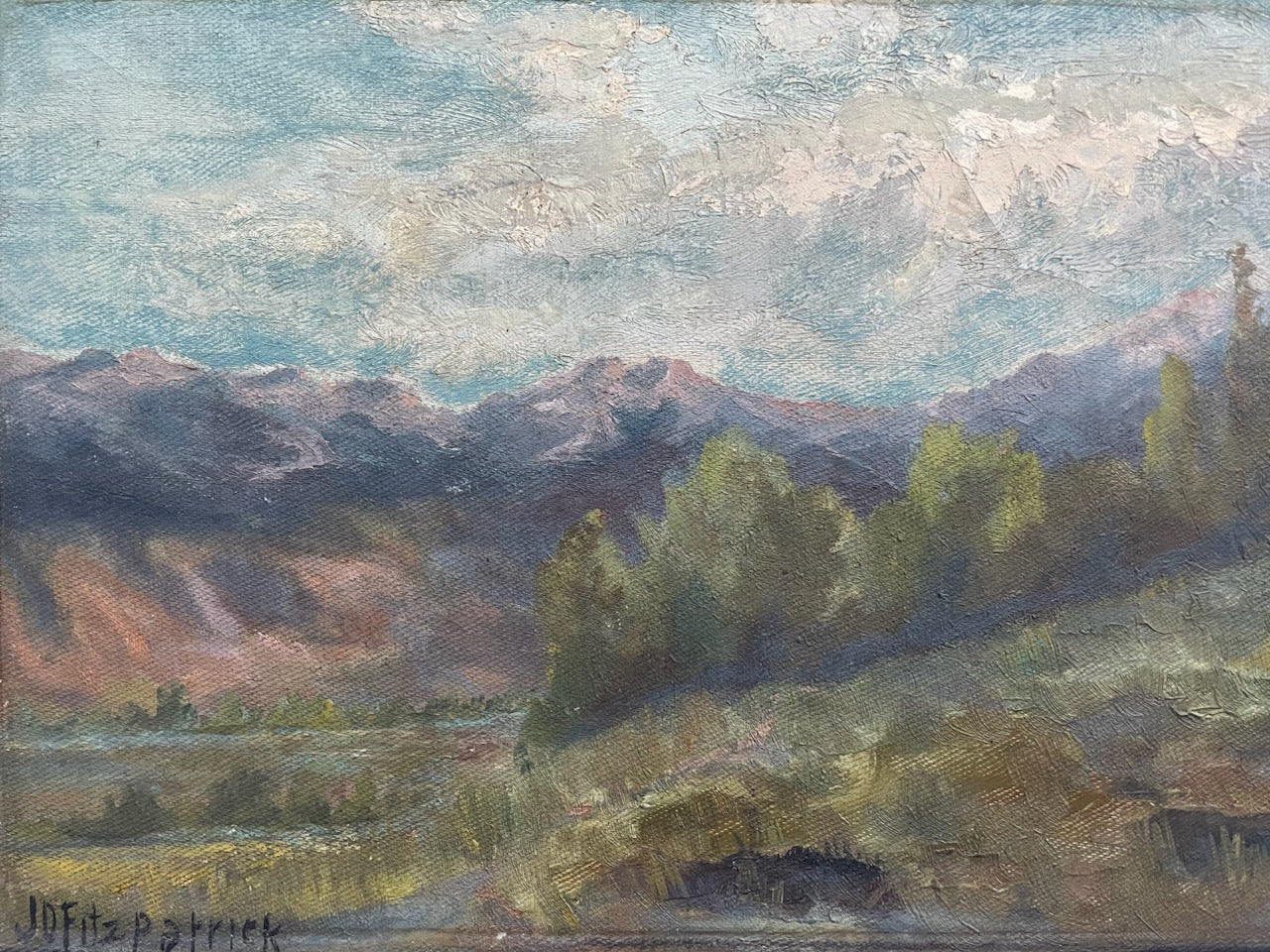 JD Fitzpatrick Landscape Painting Oil On Board Original Frame