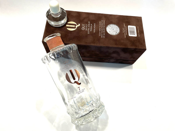 QUI Select Extra Anejo Liquor Glass Bottle Empty In Case