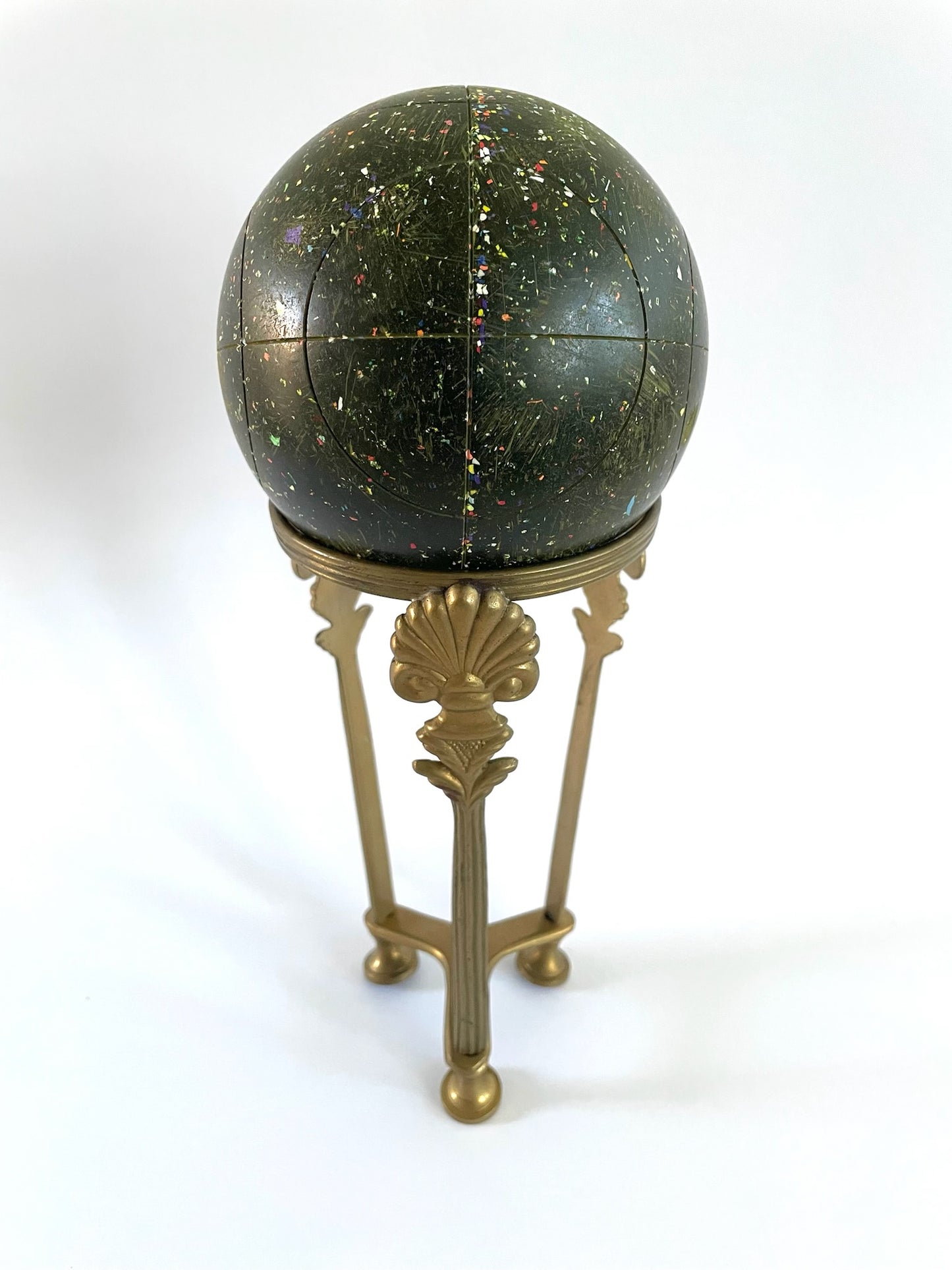Green Marbleized Textured Decorative Bocce Ball Made In Italy