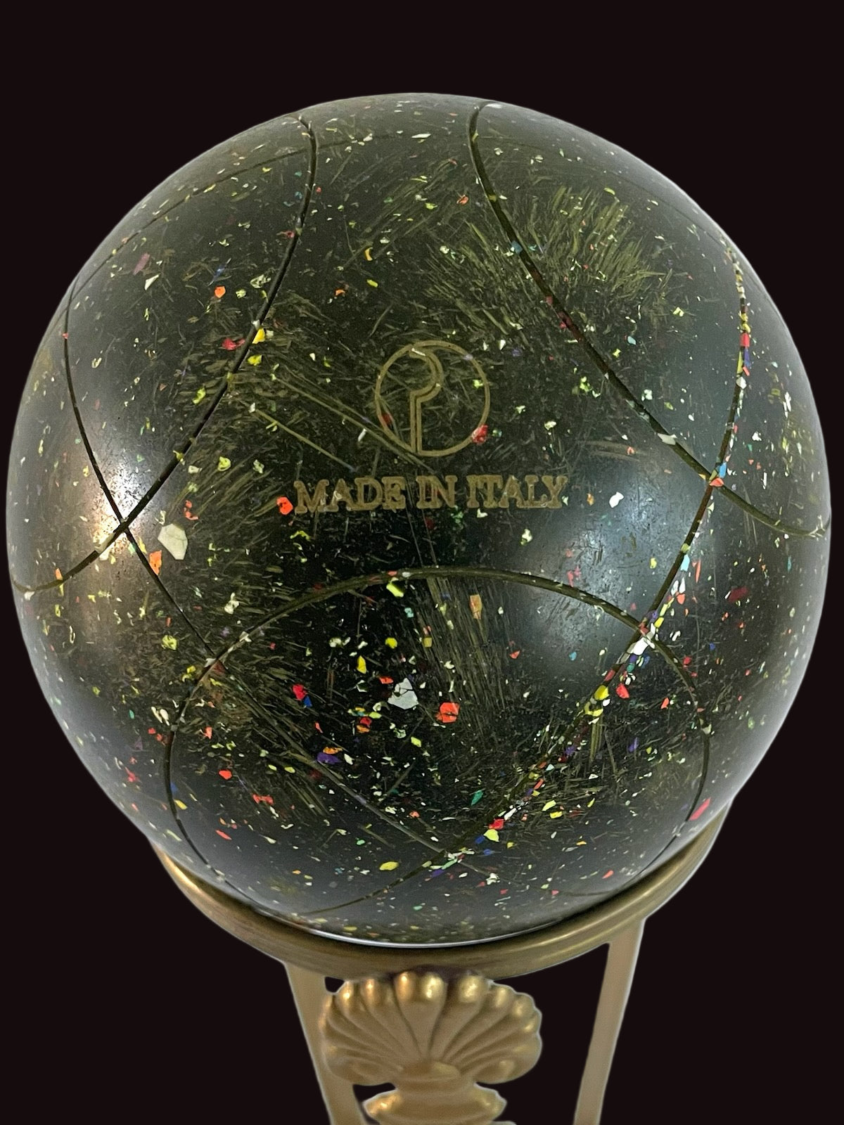 Green Marbleized Textured Decorative Bocce Ball Made In Italy