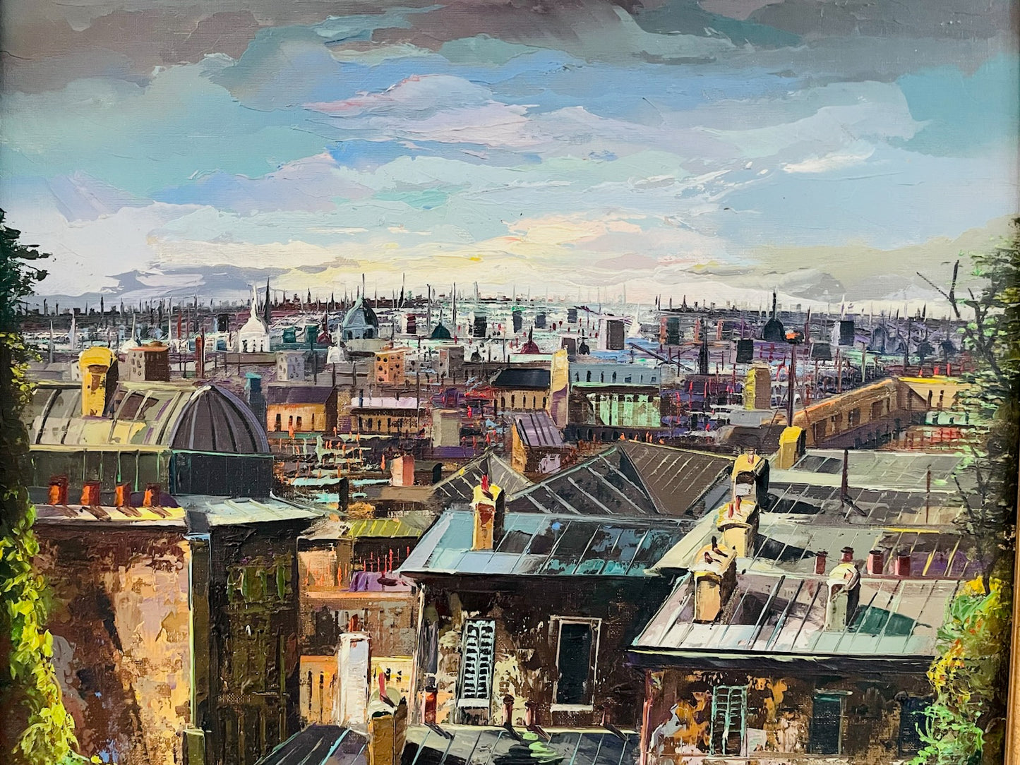 Impressionist Paris Cityscape Oil On Canvas Signed Valera