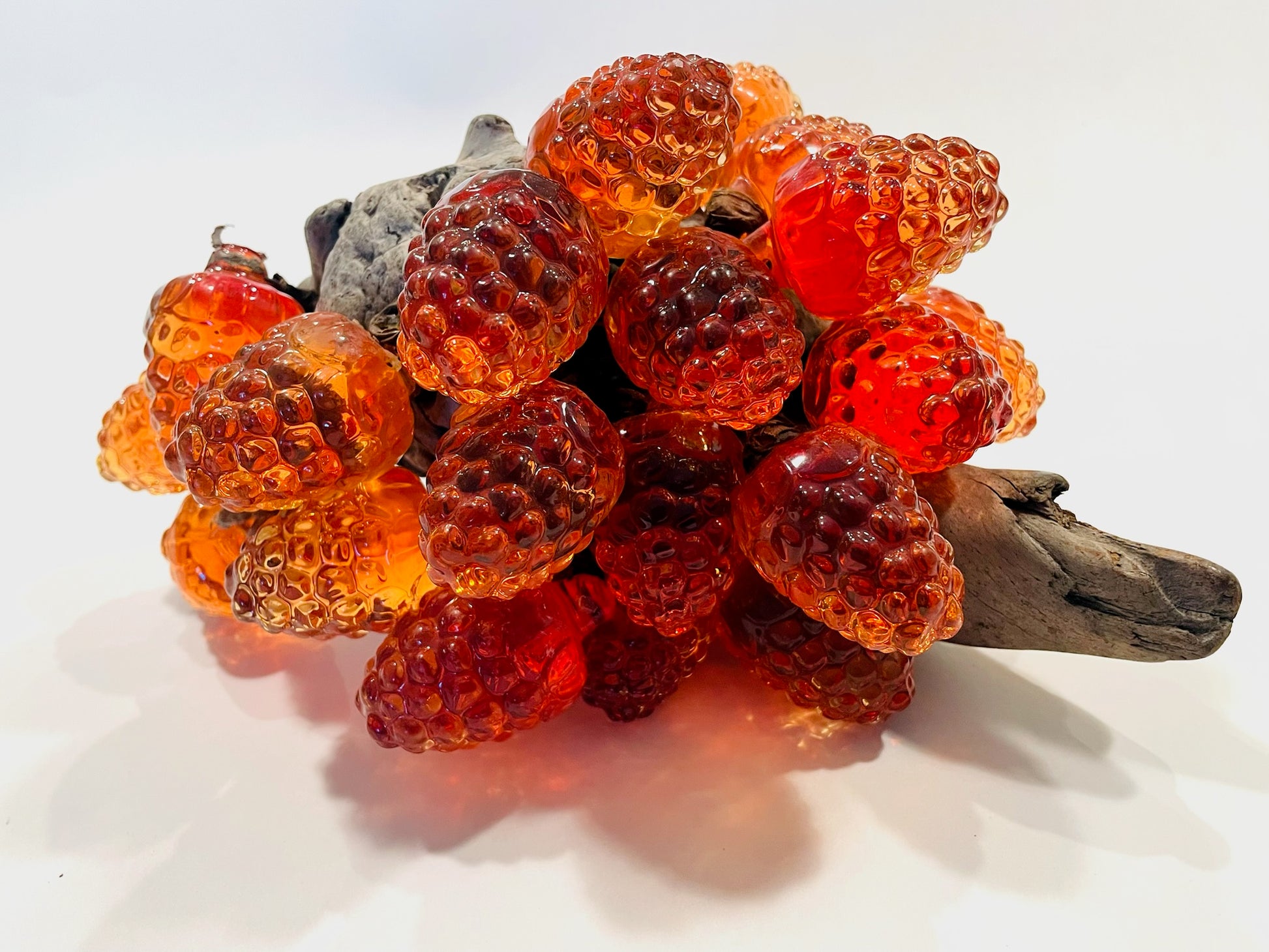 Two Folk Art Mid Century Modern Lucite Stemmed Cluster Berries