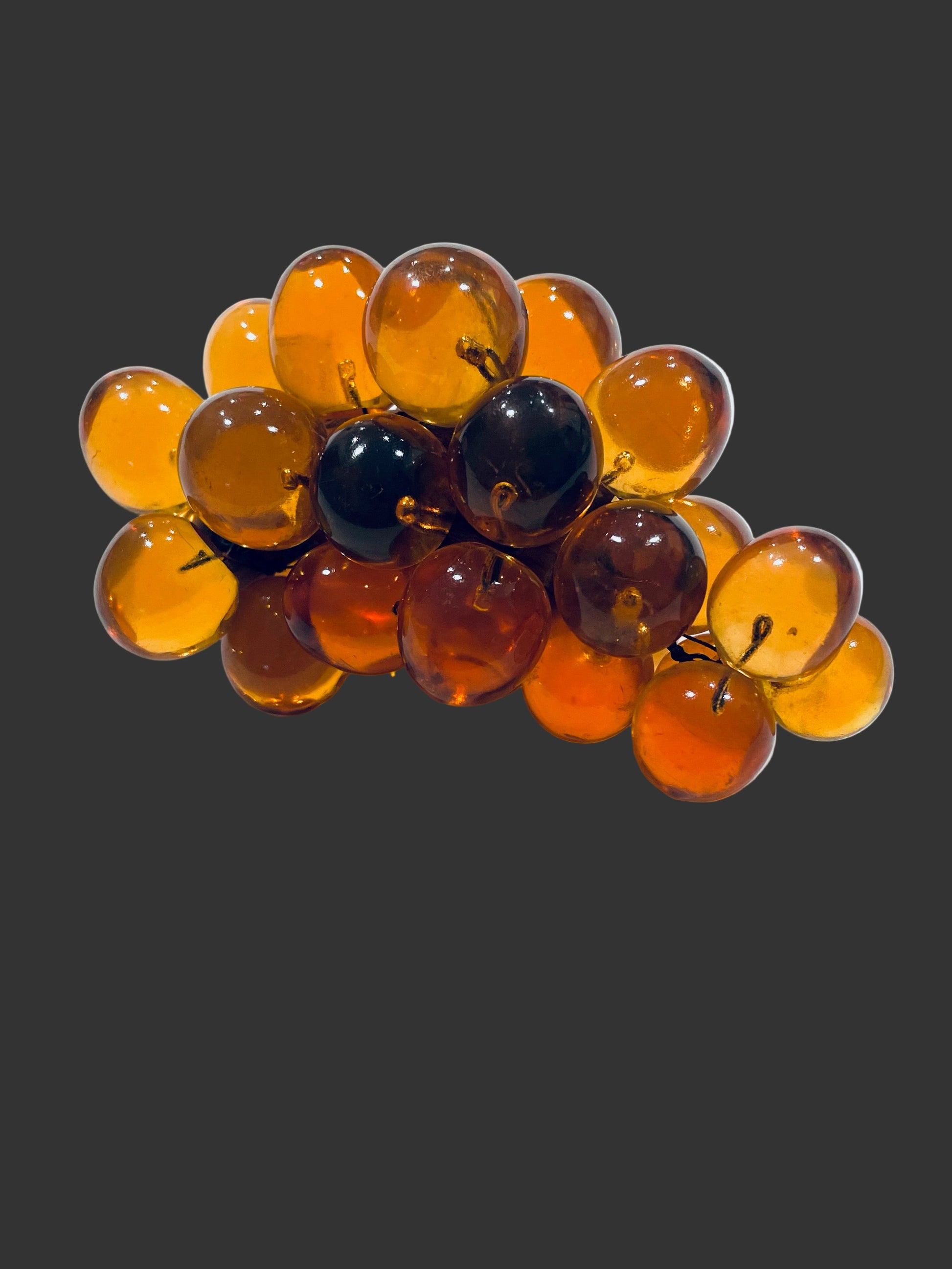 Mid Century Modern Golden Lucite Grape Cluster