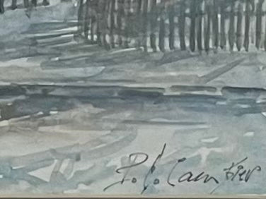 P E Cambrier Notre Dame Cathedral In Paris Impressionist Signed Watercolor On Paper