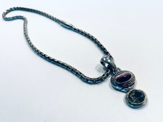 Chatoyant Cabochon Modern Special Chain Lavender Silver Necklace