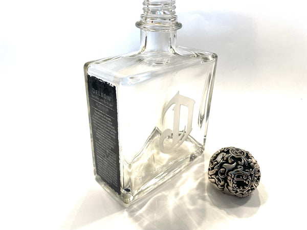 Deleon Platinum Square Glass Pewter Top Empty Tequila Decanter