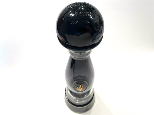 Hand Made Glass Tequila Clase Azul Black Bottle Gold Wheat Medallion Decoration