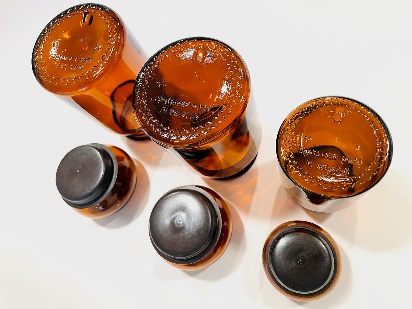Made In Belgium Collection of Vintage Brown Glass Apothecary