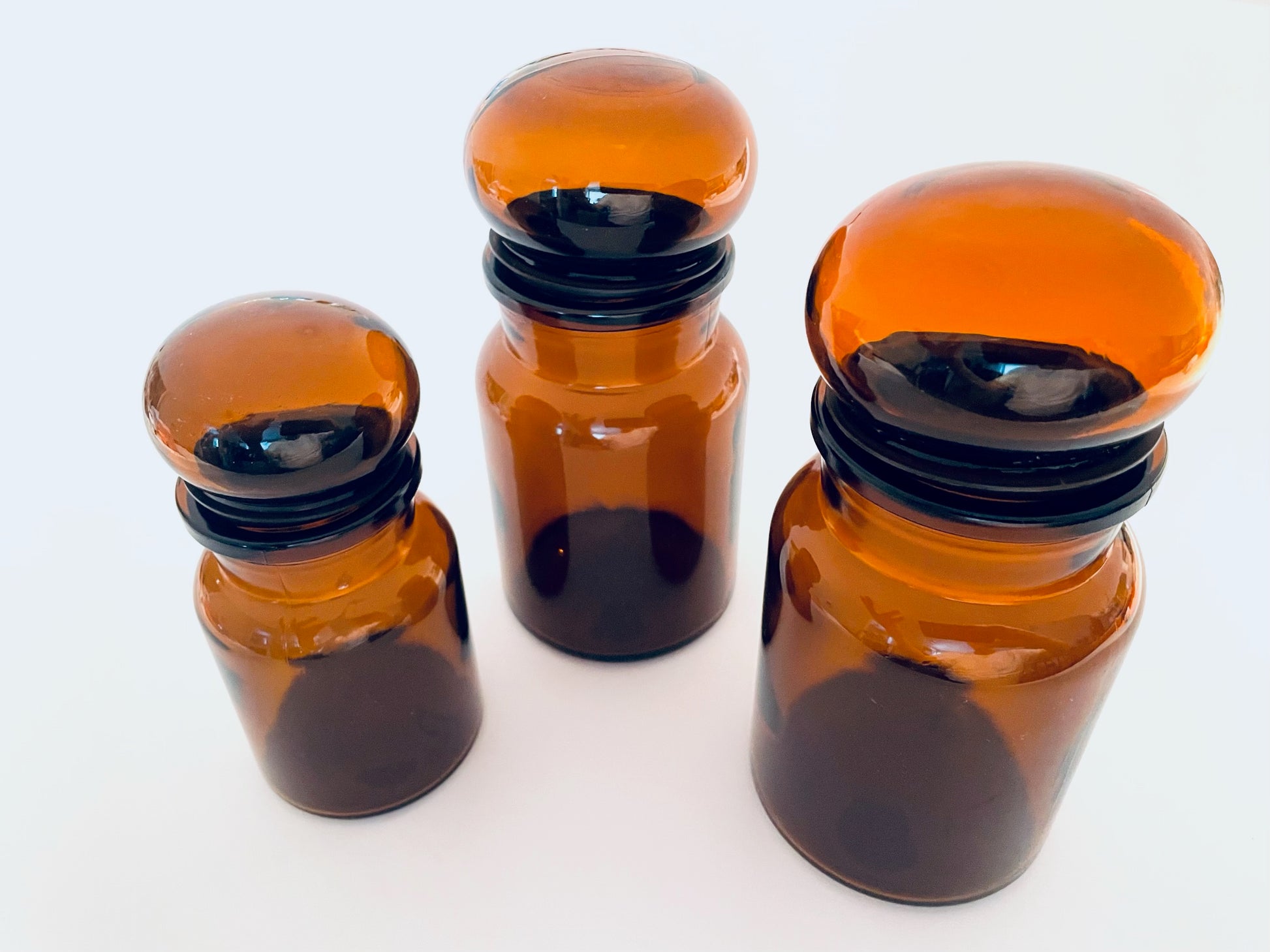 Made In Belgium Collection of Vintage Brown Glass Apothecary