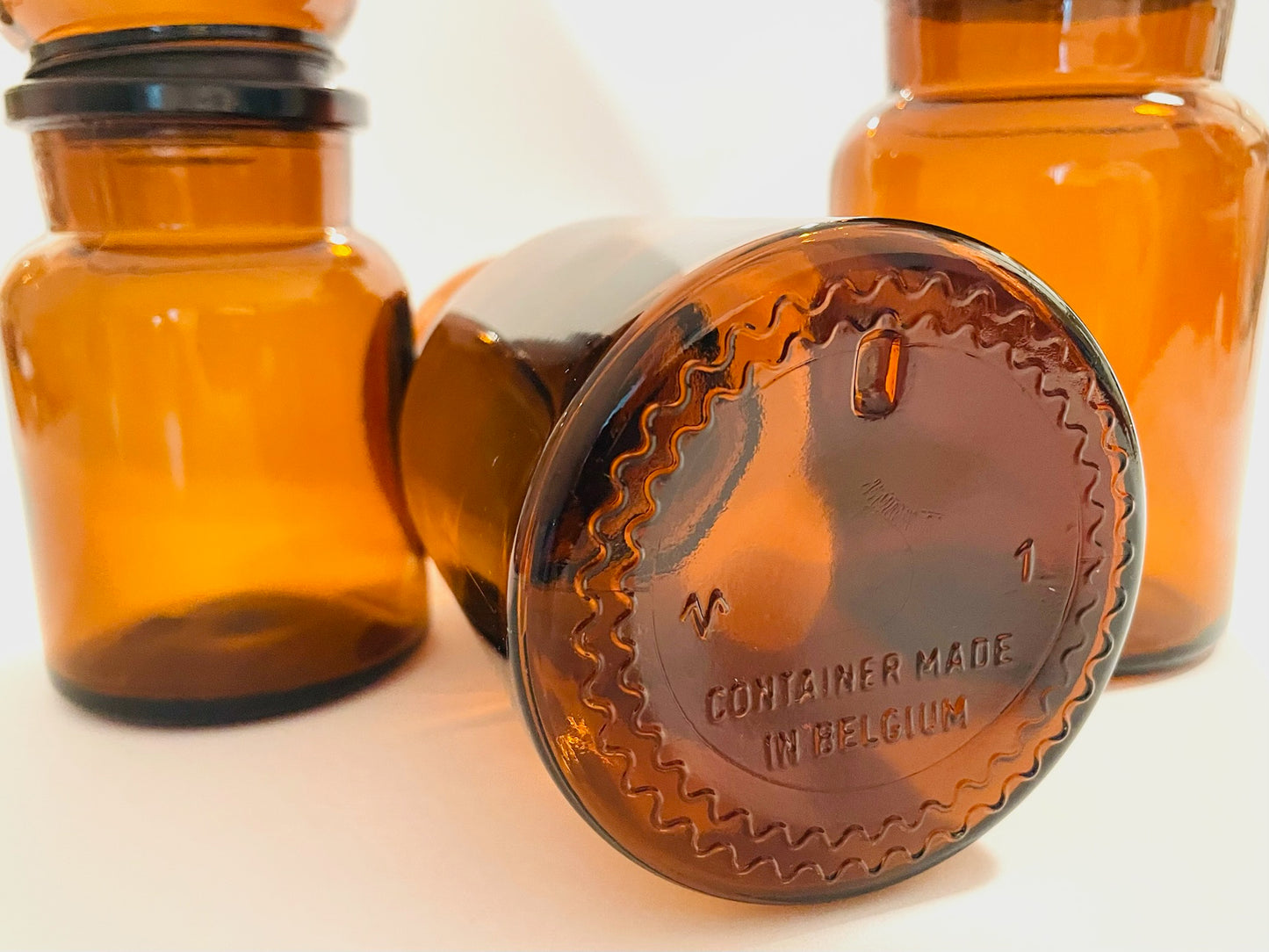 Made In Belgium Collection of Vintage Brown Glass Apothecary