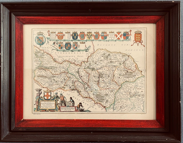 Yorkshire North Riding Map Elaborated Hand Decorated Art by Blaeu