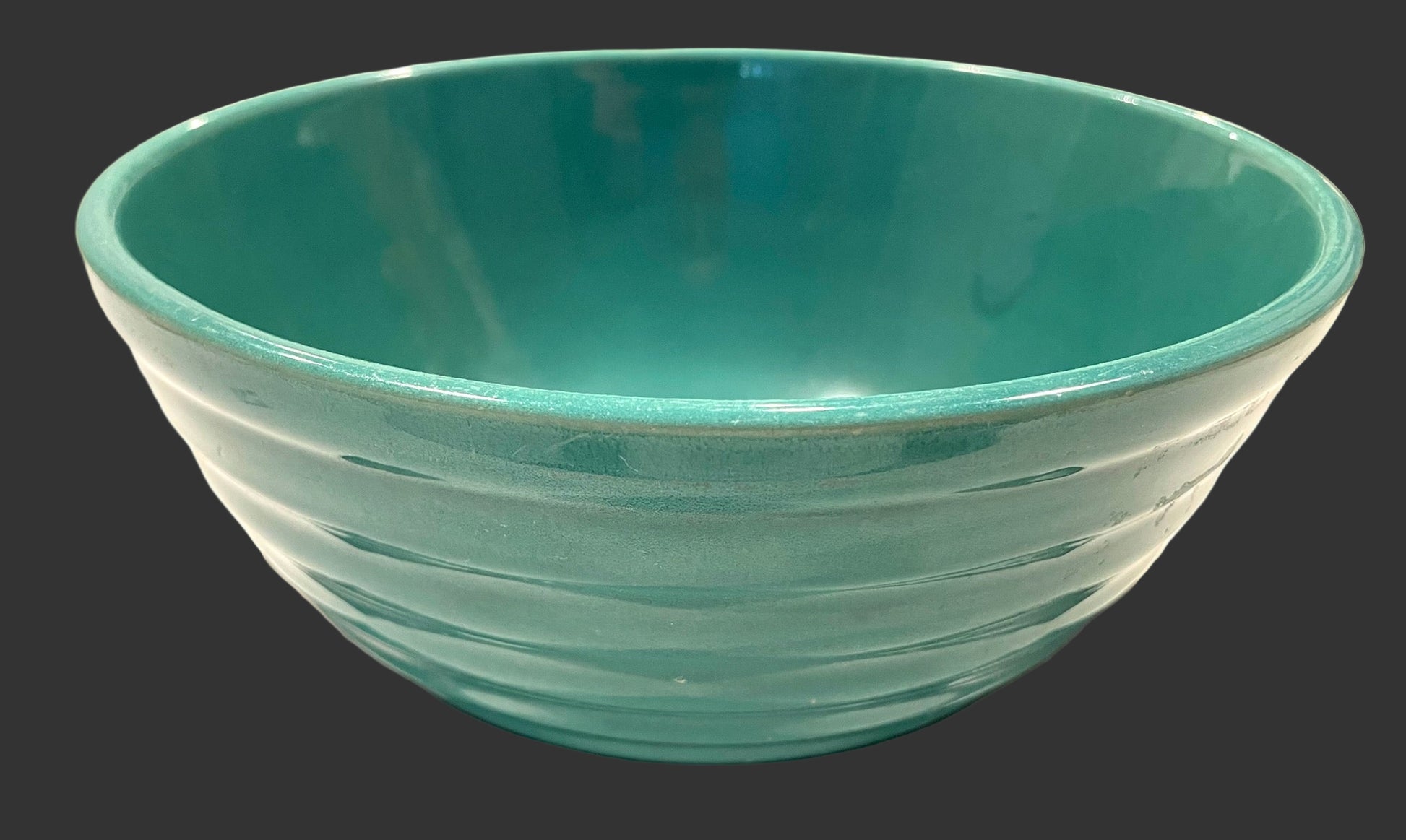 Padre California Vintage Ringware Jade Green Mixing Pottery Bowl With Flame Mark