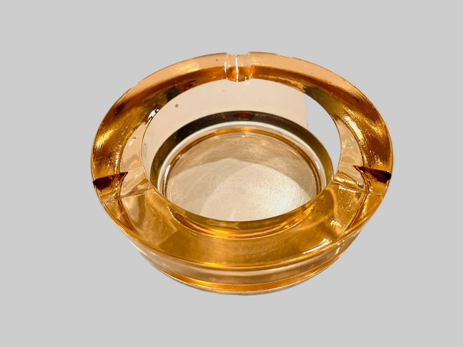 Art Glass Mid Century Modern Pink Marigold Ashtray