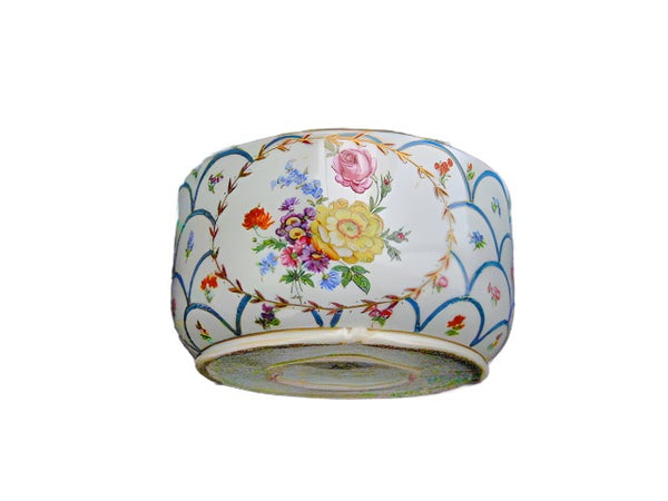 Royal Paint A La Main French Porcelain Bowl Hand Decorated Floral Medallion