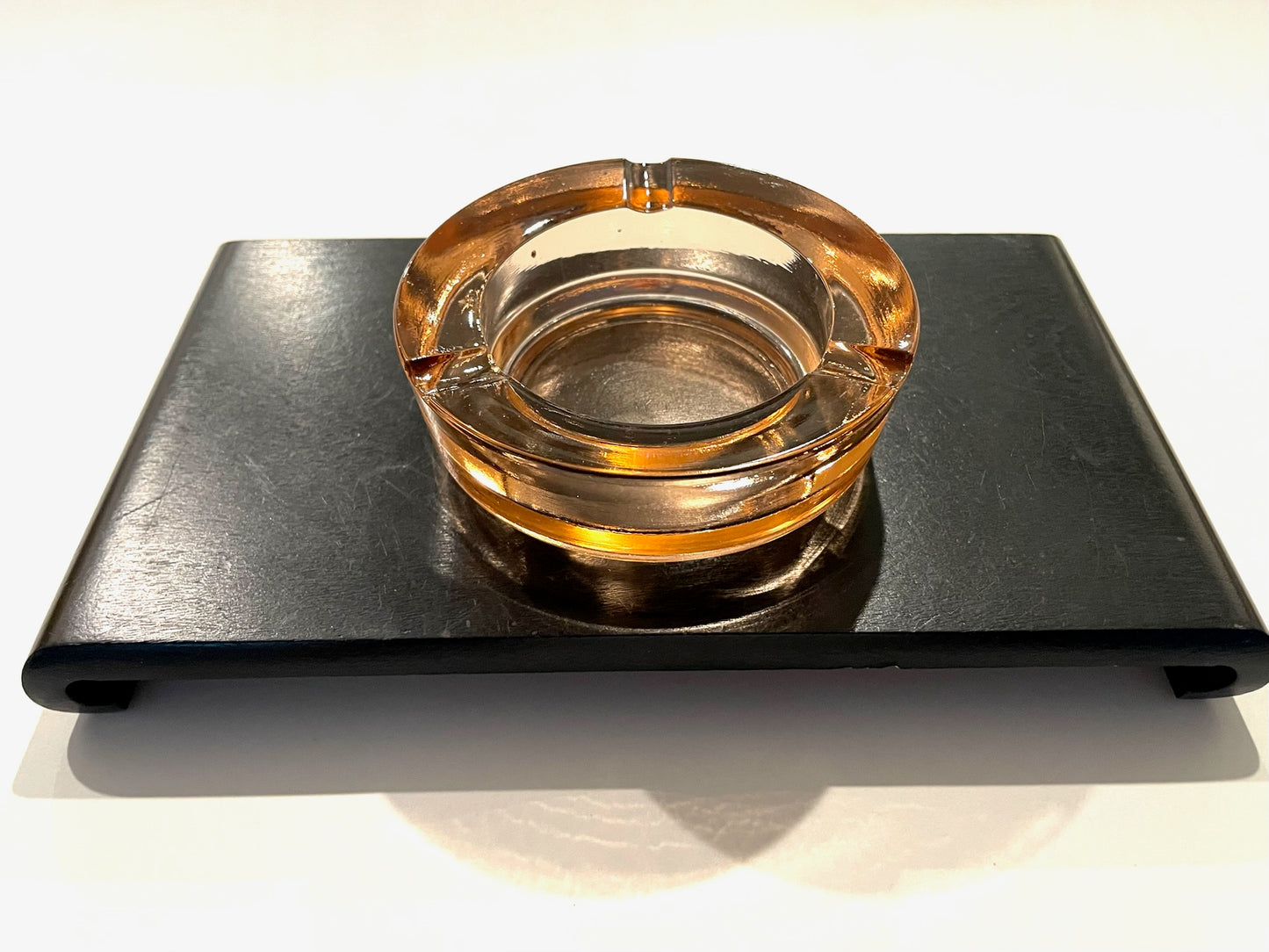 Art Glass Mid Century Modern Pink Marigold Ashtray