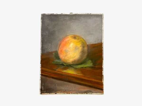 Impressionist Pastel On Board Still Life A Peach Signed By French Artist Mona L Hurier