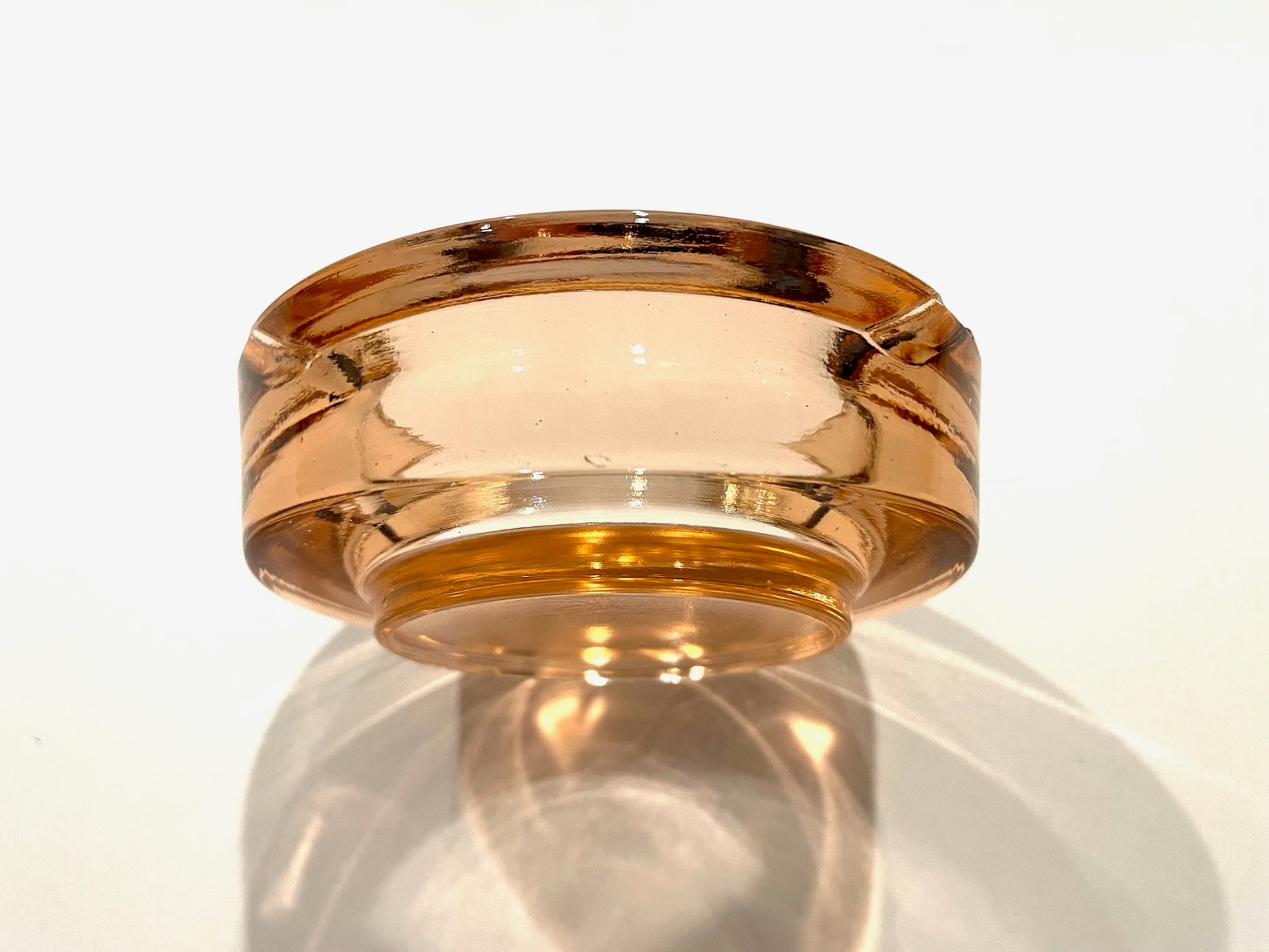 Art Glass Mid Century Modern Pink Marigold Ashtray