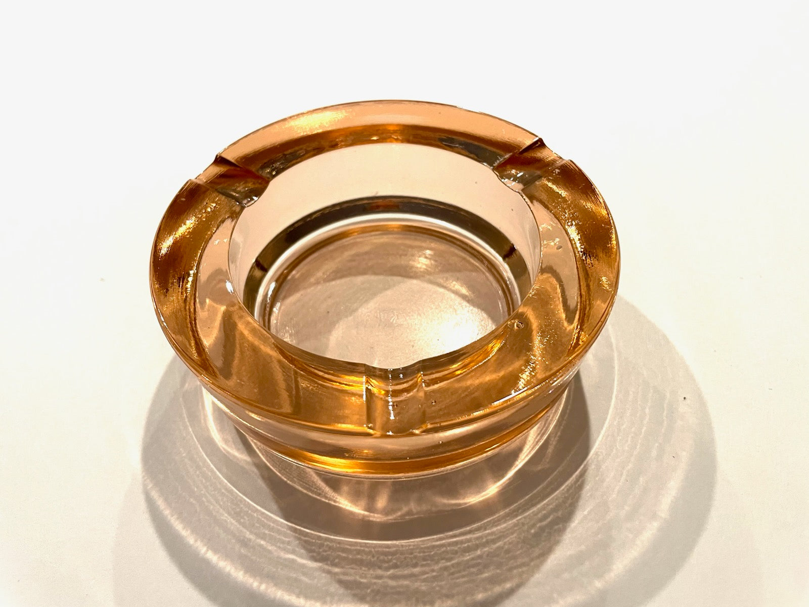 Art Glass Mid Century Modern Pink Marigold Ashtray