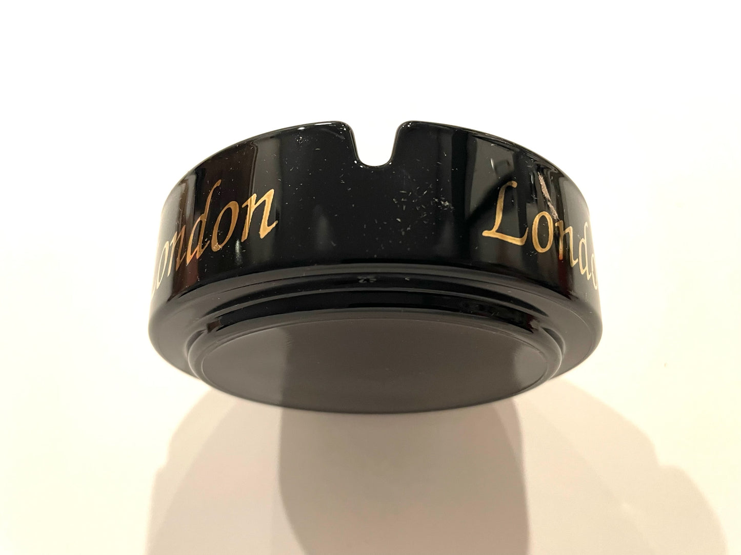 Black ashtray with Gold Writing Made In France 