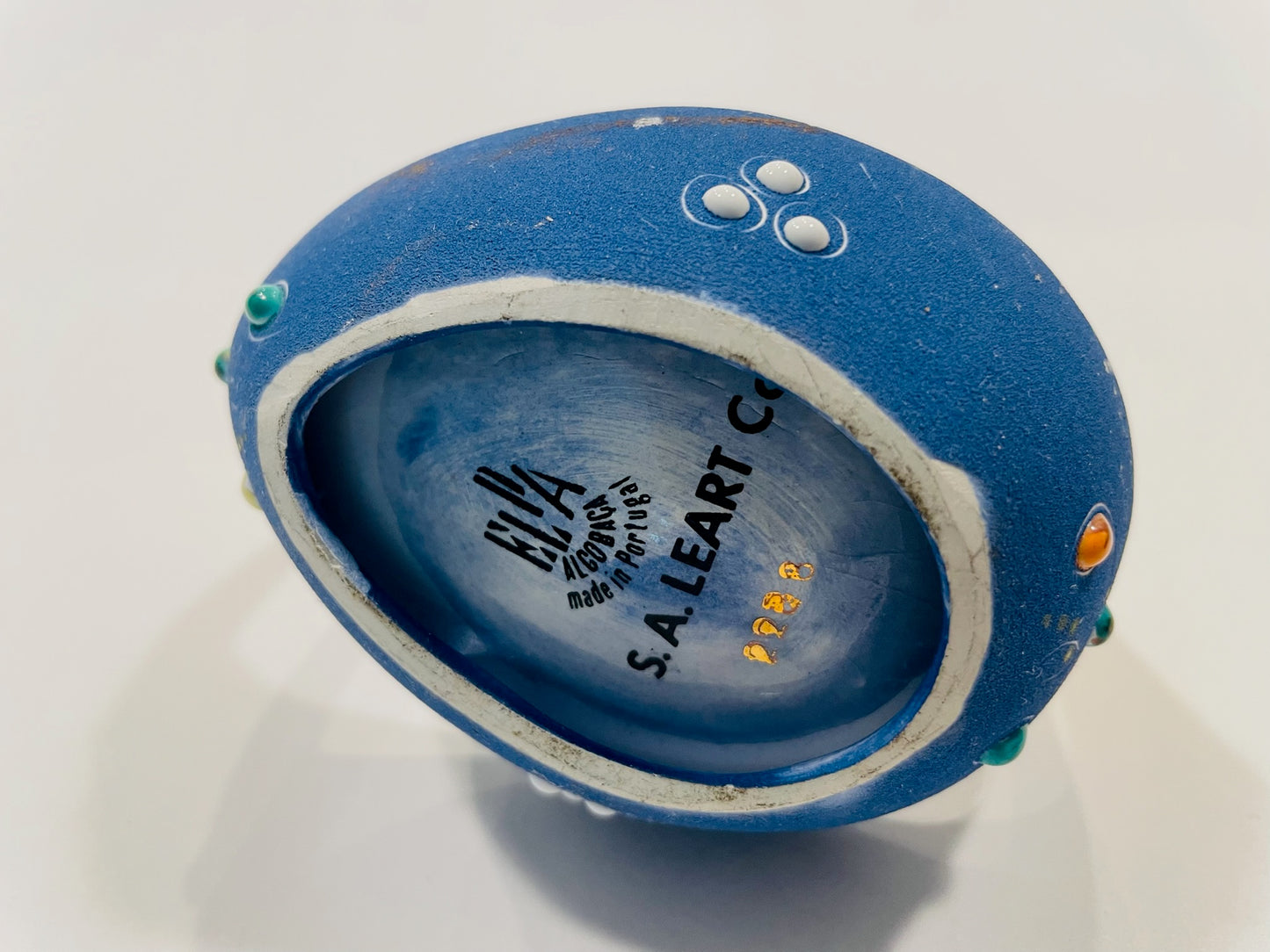 Elpa Alcobaca Blue Mini Basket with Gold Handle Made by SA Leart Co Portugal