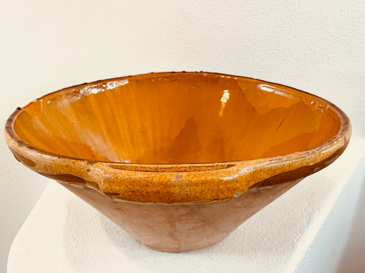 South of France Contemporary Large Terracotta Mustard Glaze Confit Bowl 