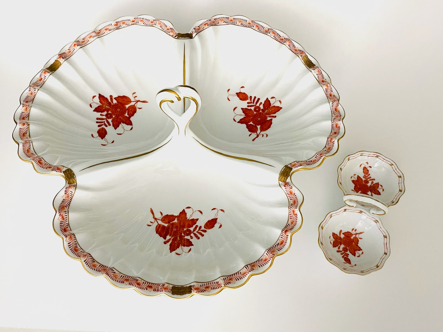 Herend Chinese Bouquet Serving Platter Open Salt Peppers