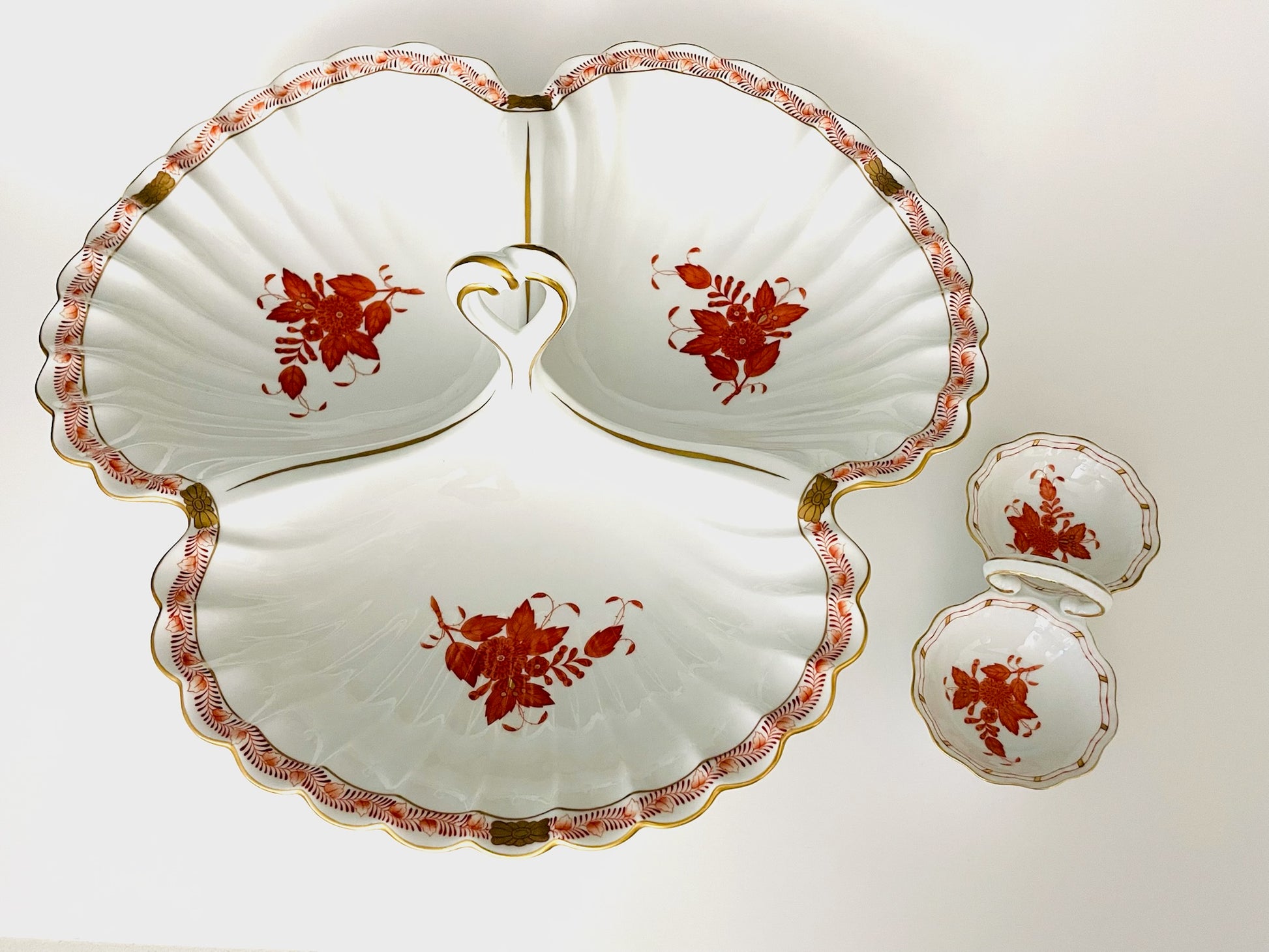 Herend Chinese Bouquet Serving Platter Open Salt Peppers