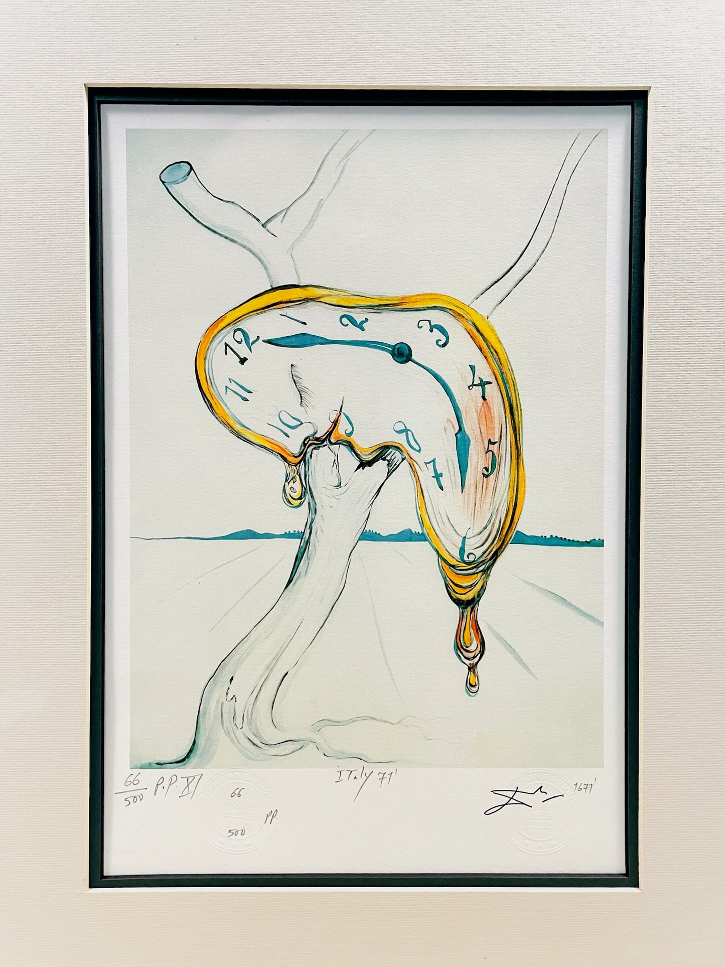 Melting Clock Surrealist Lithograph Attribute Salvador Dali