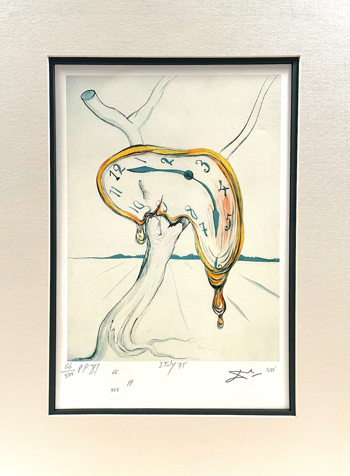 Melting Clock Surrealist Lithograph Attribute Salvador Dali