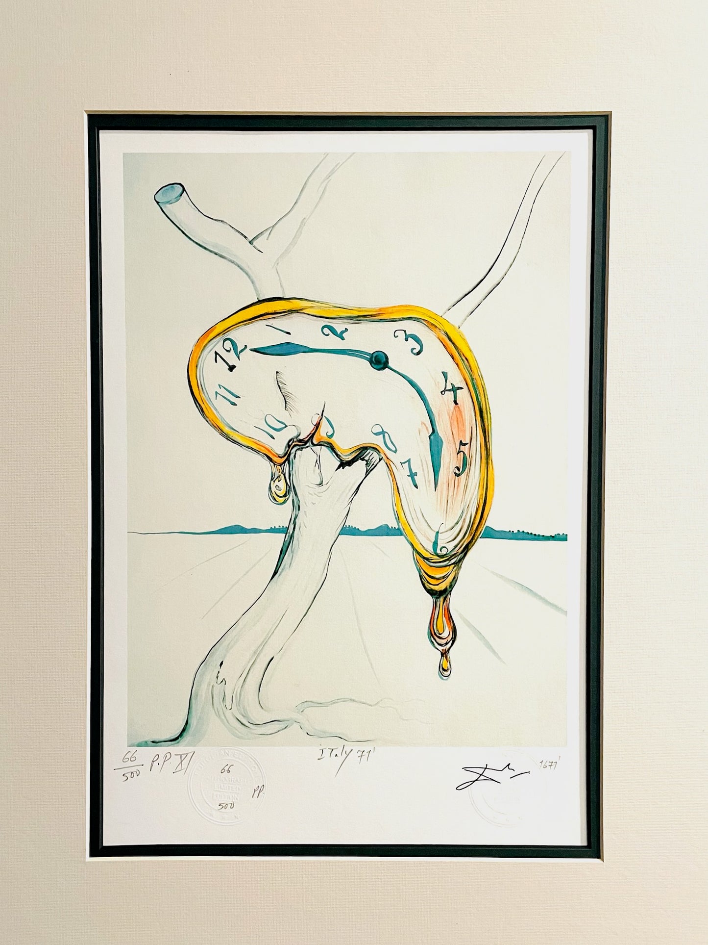 Melting Clock Surrealist Lithograph Attribute Salvador Dali