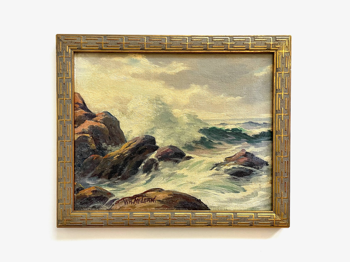 WM Mclean Seascape Coastal Scene Oil On Canvas Board