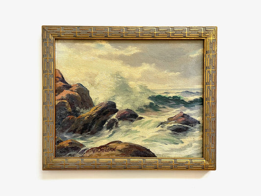 WM Mclean Seascape Coastal Scene Oil On Canvas Board