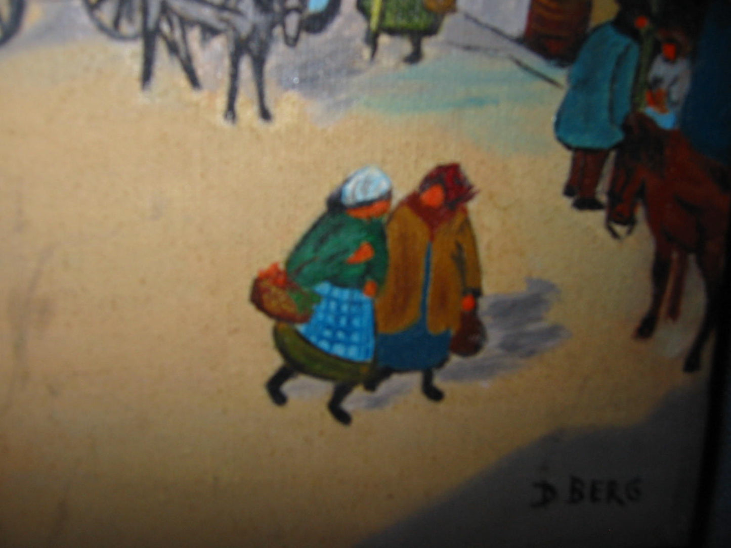 Impressionist Street Scene Oil On Canvas Signed D Berg