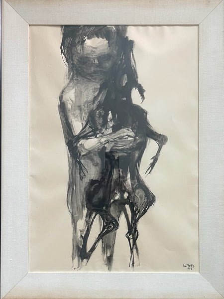 James Wines 1958 Abstract Black Ink Gouache