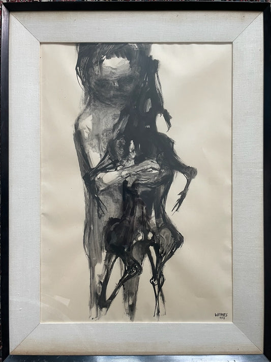 James Wines 1958 Abstract Black Ink Gouache 