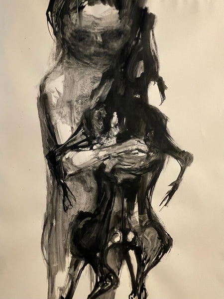 James Wines 1958 Abstract Black Ink Gouache