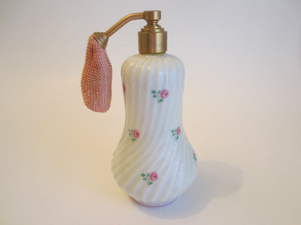 Limoges France Rose Atomizer Porcelain Perfume Bottle
