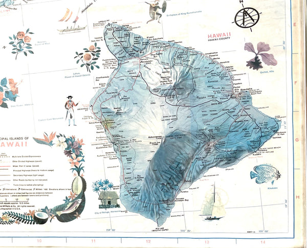 Principal Islands of Hawaii Lithograph Map By Rand McNally