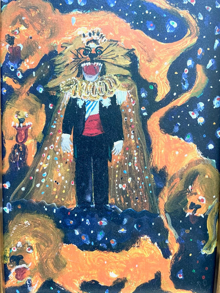 Peter Doig Pigment On Paper Dioror Lion Theme Updated Gilt Frame
