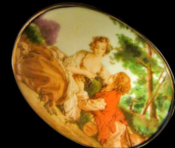 F Boucher Rococo Romantic Signed Porcelain Silver Box