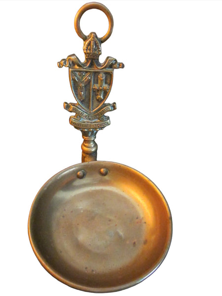 Crested Figurative Brass Tray Coat of Arm Handle School Novelty
