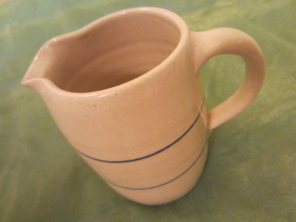Sr Potter Blue Ring Ceramic Cream Pitcher By Marshall Pottery Texas