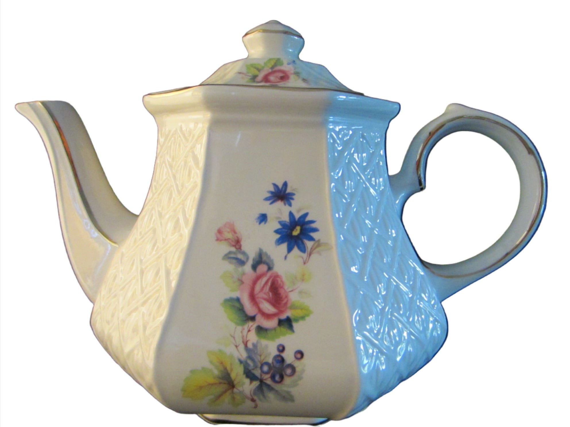 Sadler Windsor White Porcelain Floral English Teapot Designer Unique Finds