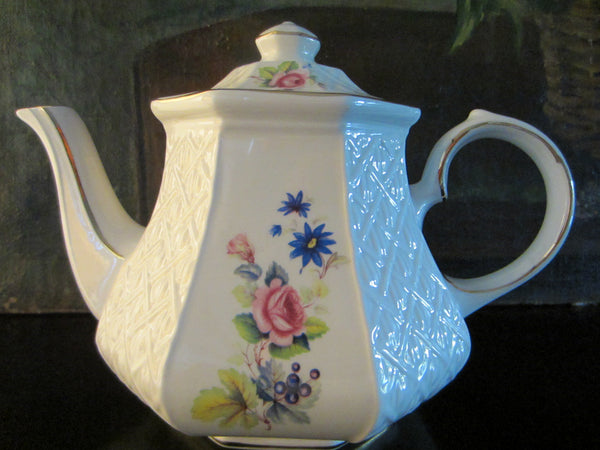 Sadler Windsor White Porcelain Floral English Teapot
