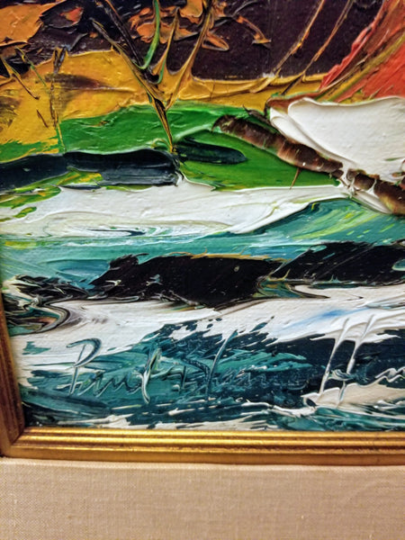 Paul Henrie California Modernist Marine Signed Impressionist Oil On Canvas
